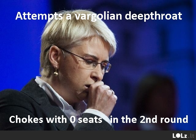 Attempts a vargolian deepthroat, chokes with 0 votes in the 2nd round.